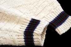 画像6: 90s USA製 STJOHN'SBAY カモ刺繍 編み柄 コットンニット セーター ナチュラル L (6)