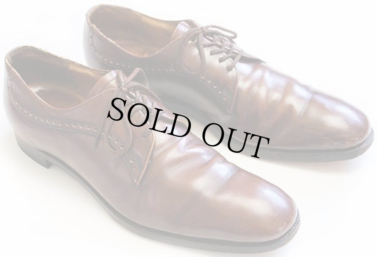 画像2: 80s 英国製 Church's チャーチ プレーントゥ レザーシューズ 茶★革靴 (2)