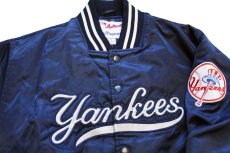 画像3: 90s Majestic MLB New York Yankees ニューヨーク ヤンキース キルティングライナー ナイロンスタジャン 紺 ボーイズS (3)