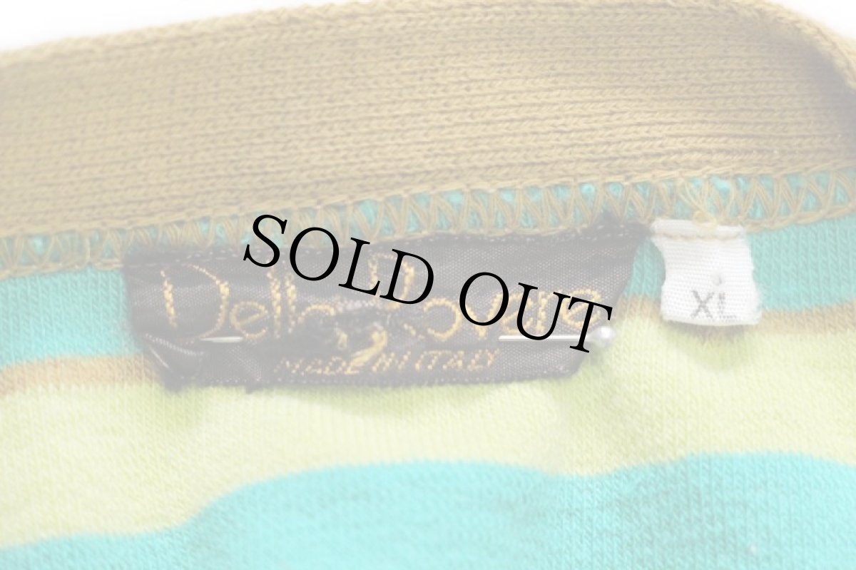 画像4: 90s イタリア製 Della Rovere マルチボーダー コットン×ナイロン ベロア スウェット カーディガン (4)