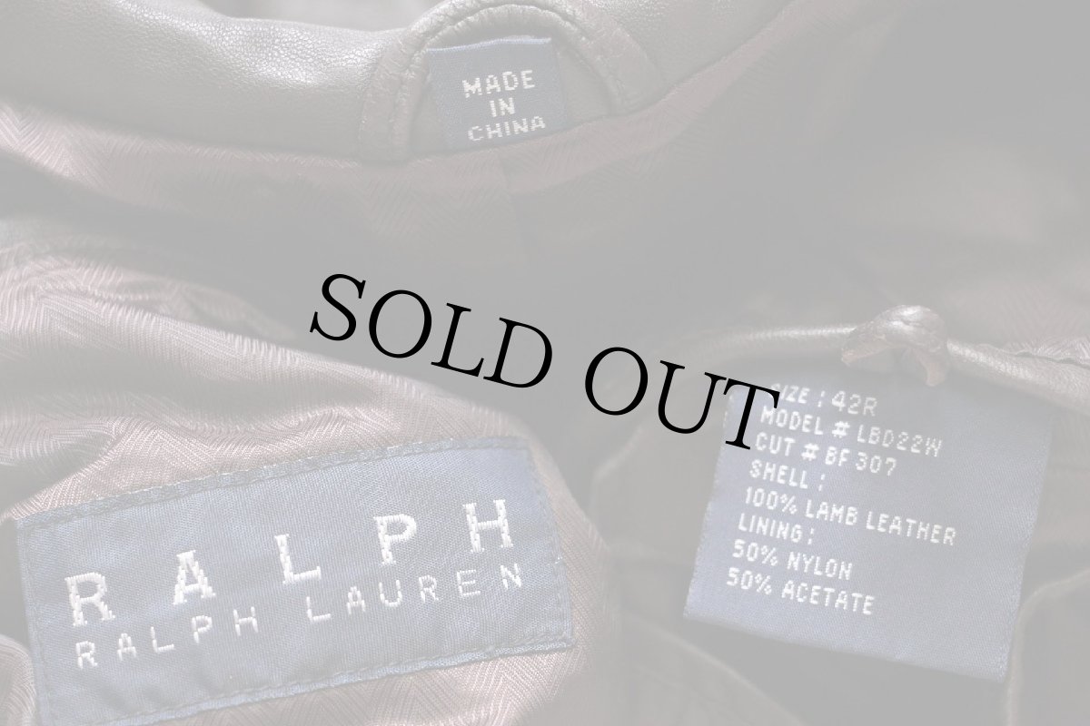 画像4: 00s RALPH LAURENラルフローレン 3つボタン ラムレザー テーラードジャケット 焦げ茶 42R★ブレザー (4)