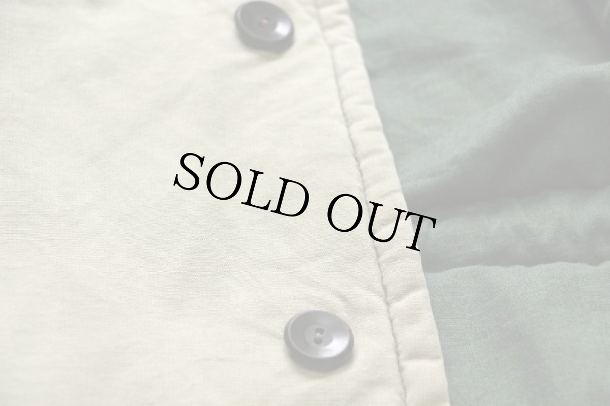 画像7: 60s SZENTENDREI ノーカラー 比翼 中綿入り コットン キャンバス ベスト グリーングレー (7)