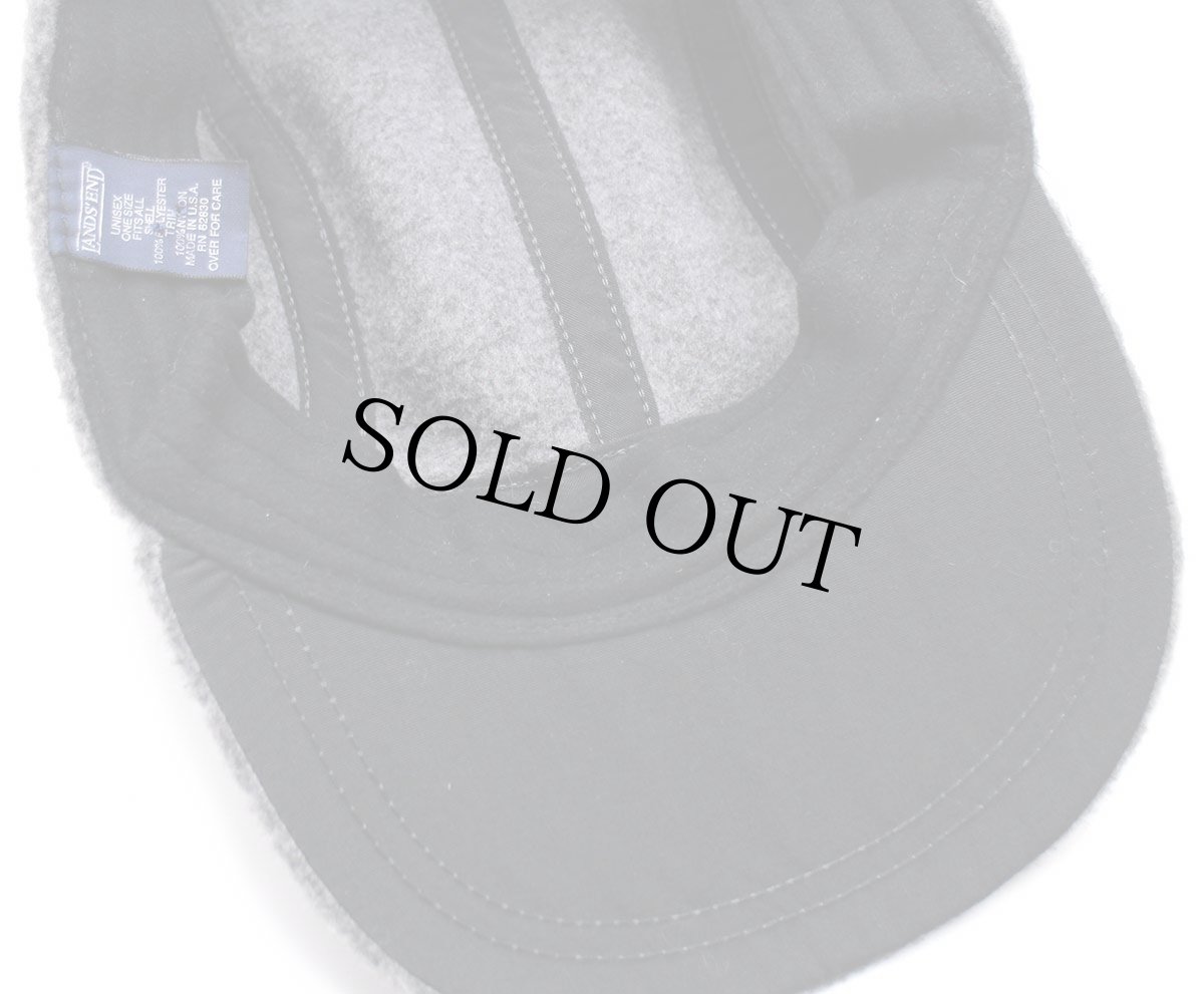 画像8: 90s USA製 LANDS'ENDランズエンド フリースキャップ ジェットキャップ グレー (8)