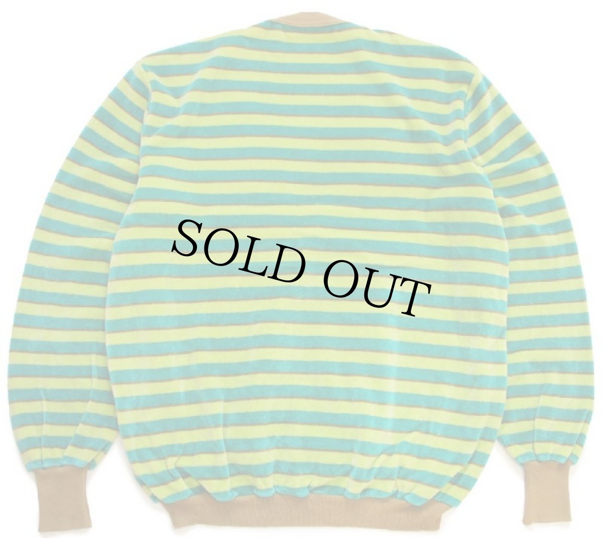 画像2: 90s イタリア製 Della Rovere マルチボーダー コットン×ナイロン ベロア スウェット カーディガン (2)