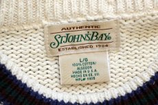 画像4: 90s USA製 STJOHN'SBAY カモ刺繍 編み柄 コットンニット セーター ナチュラル L (4)