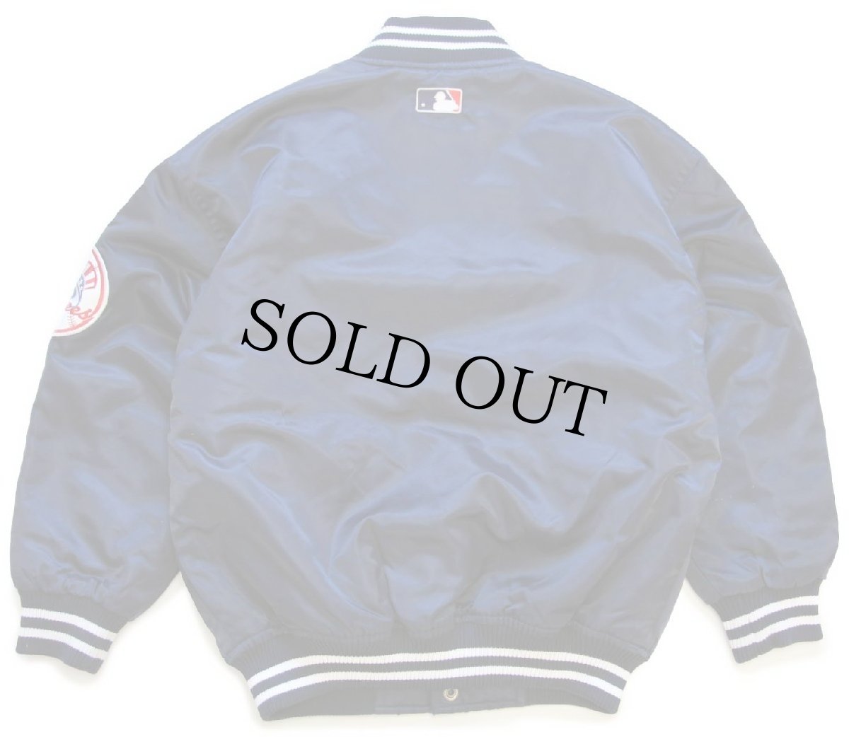 画像2: 90s Majestic MLB New York Yankees ニューヨーク ヤンキース キルティングライナー ナイロンスタジャン 紺 ボーイズS (2)