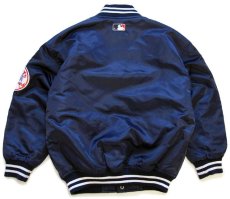 画像2: 90s Majestic MLB New York Yankees ニューヨーク ヤンキース キルティングライナー ナイロンスタジャン 紺 ボーイズS (2)