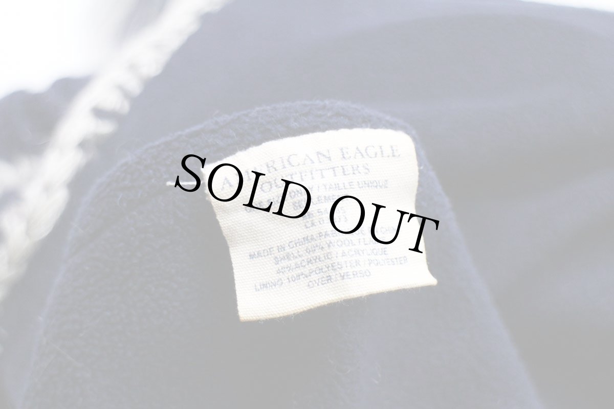 画像6: 00s AMERICAN EAGLEアメリカンイーグル ボーダー ケーブル編み フリースライナー 耳当て付き ウール×アクリル ニットキャップ★ニット帽 (6)