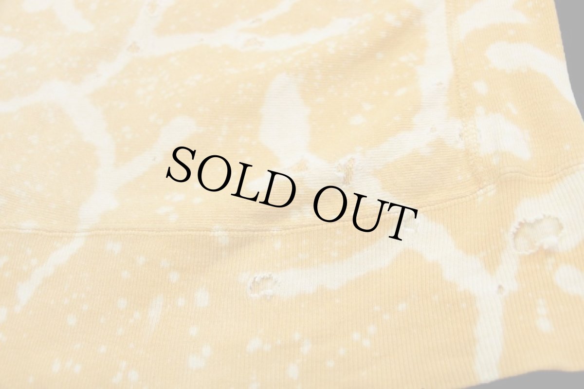 画像6: 80s USA製 Championチャンピオン 目無し ブリーチ&ダメージ加工 リバースウィーブ スウェット 濃黄 M (6)