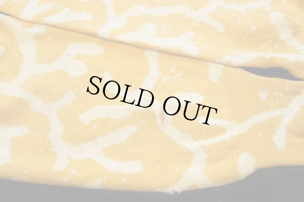 画像7: 80s USA製 Championチャンピオン 目無し ブリーチ&ダメージ加工 リバースウィーブ スウェット 濃黄 M (7)