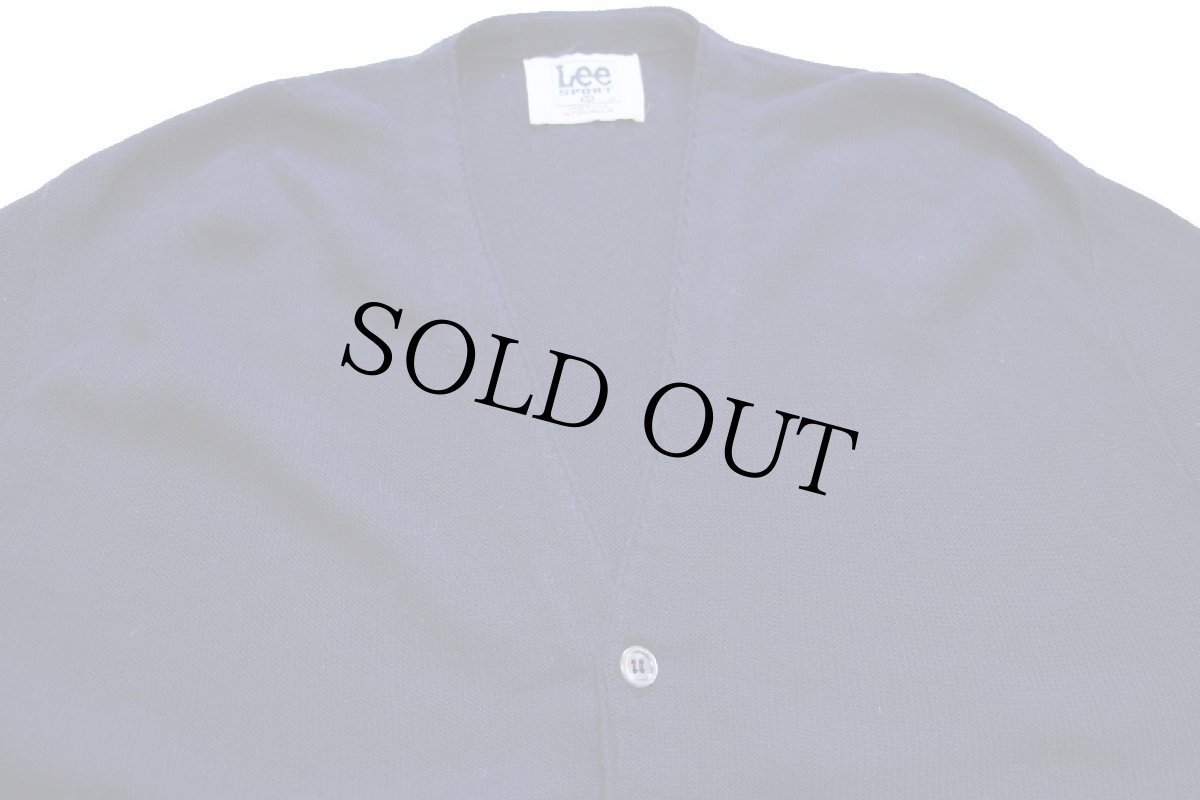 画像3: 90s USA製 Leeリー 無地 パール編み アクリルニット カーディガン 紺 M (3)