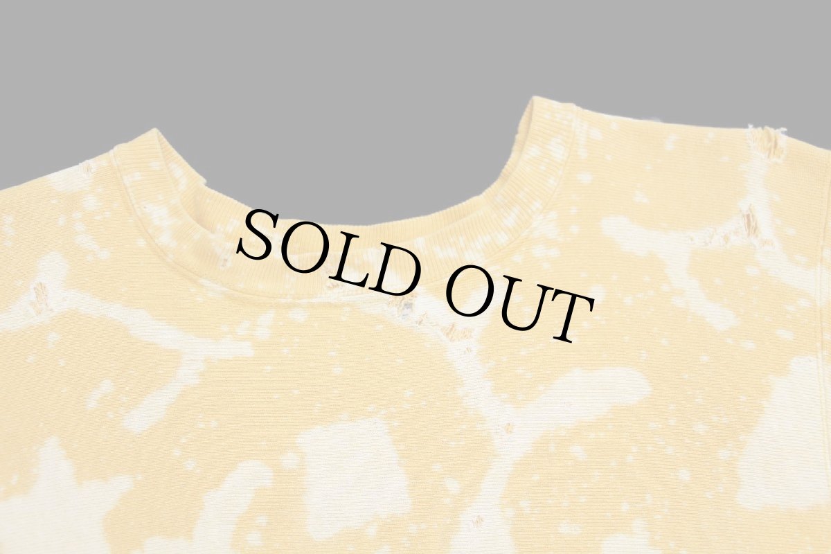 画像5: 80s USA製 Championチャンピオン 目無し ブリーチ&ダメージ加工 リバースウィーブ スウェット 濃黄 M (5)