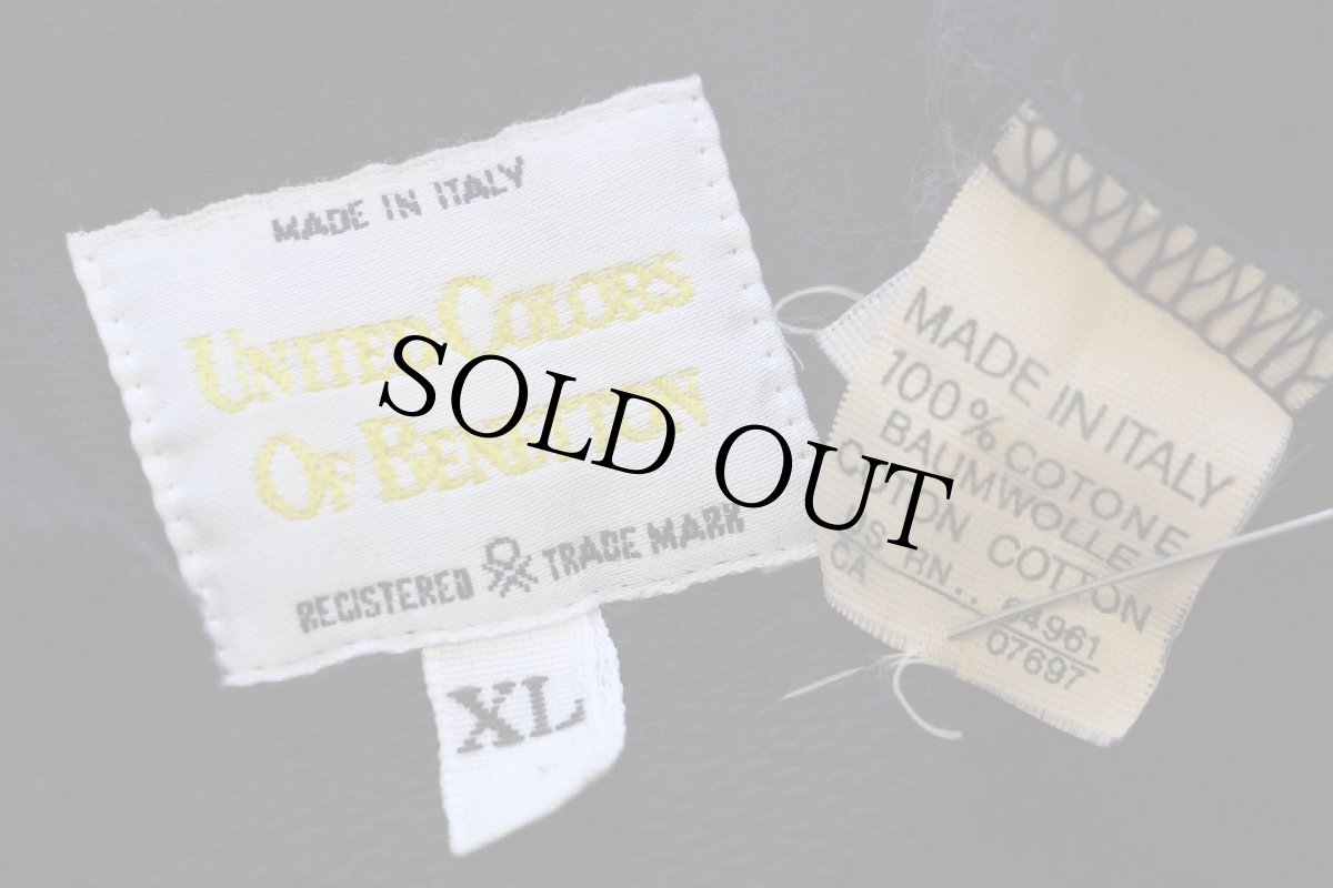 画像4: 90s イタリア製 BENETTONベネトン パッチ付き コットン スウェット カーディガン 紺 XL (4)