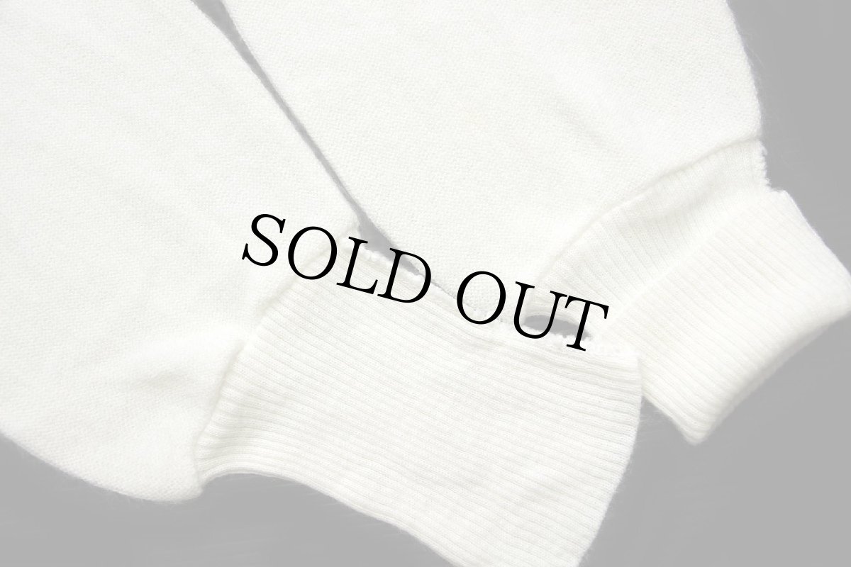 画像6: 90s Amana Woolen Mills IOWA HAWKEYES アメフト 刺繍 パール編み アクリルニット カーディガン 白 L (6)