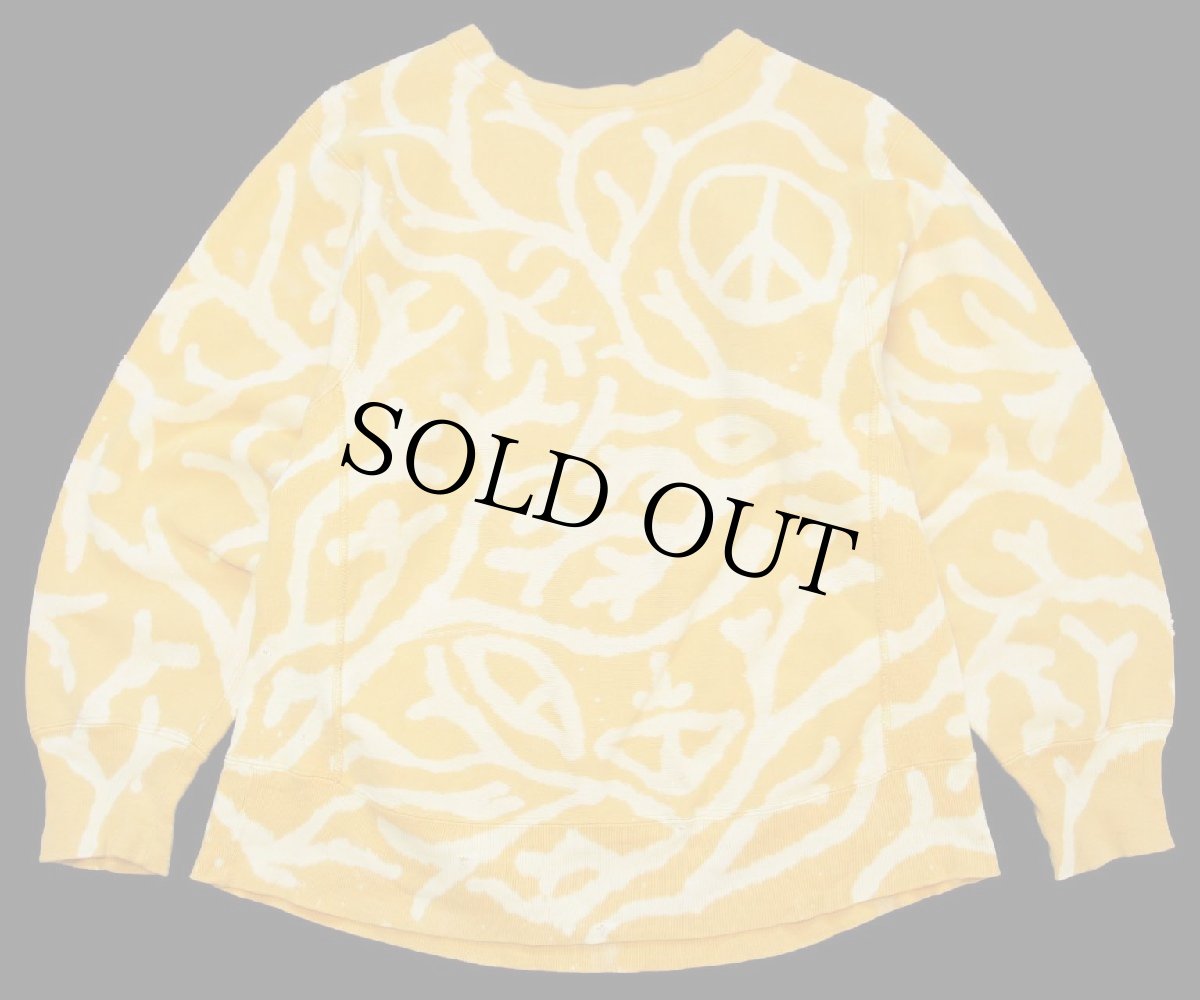 画像2: 80s USA製 Championチャンピオン 目無し ブリーチ&ダメージ加工 リバースウィーブ スウェット 濃黄 M (2)