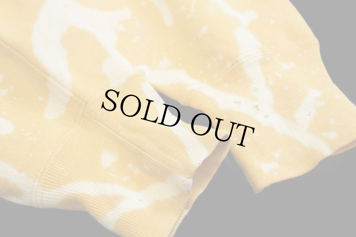 画像8: 80s USA製 Championチャンピオン 目無し ブリーチ&ダメージ加工 リバースウィーブ スウェット 濃黄 M (8)