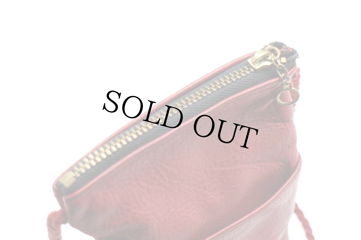 画像4: 80s UNKNOWN レザー ショルダーポーチ 赤★バッグ (4)