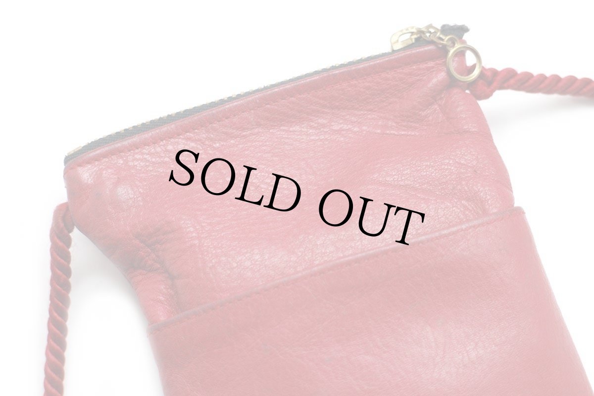 画像3: 80s UNKNOWN レザー ショルダーポーチ 赤★バッグ (3)