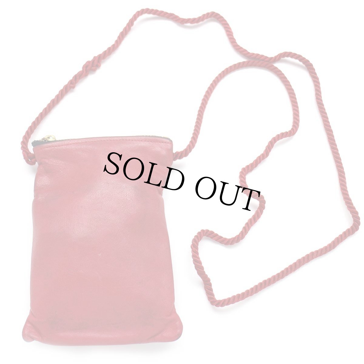 画像2: 80s UNKNOWN レザー ショルダーポーチ 赤★バッグ (2)