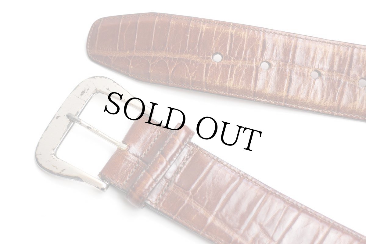 画像2: 80s USA製 LANDS'ENDランズエンド 型押し レザーベルト 茶 30 (2)