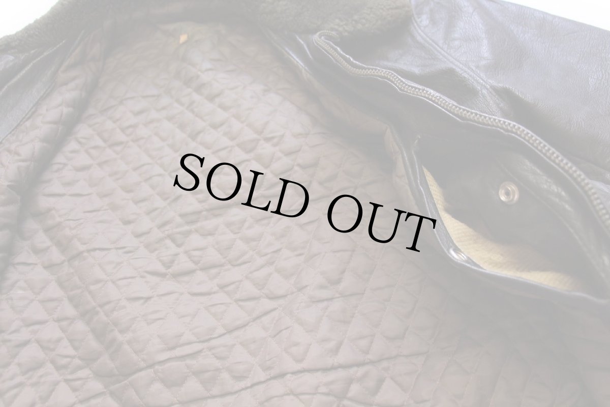 画像5: 60s UNKNOWN G-1タイプ ムートンカラー&キルティングライナー フライト レザージャケット 焦げ茶 40 (5)