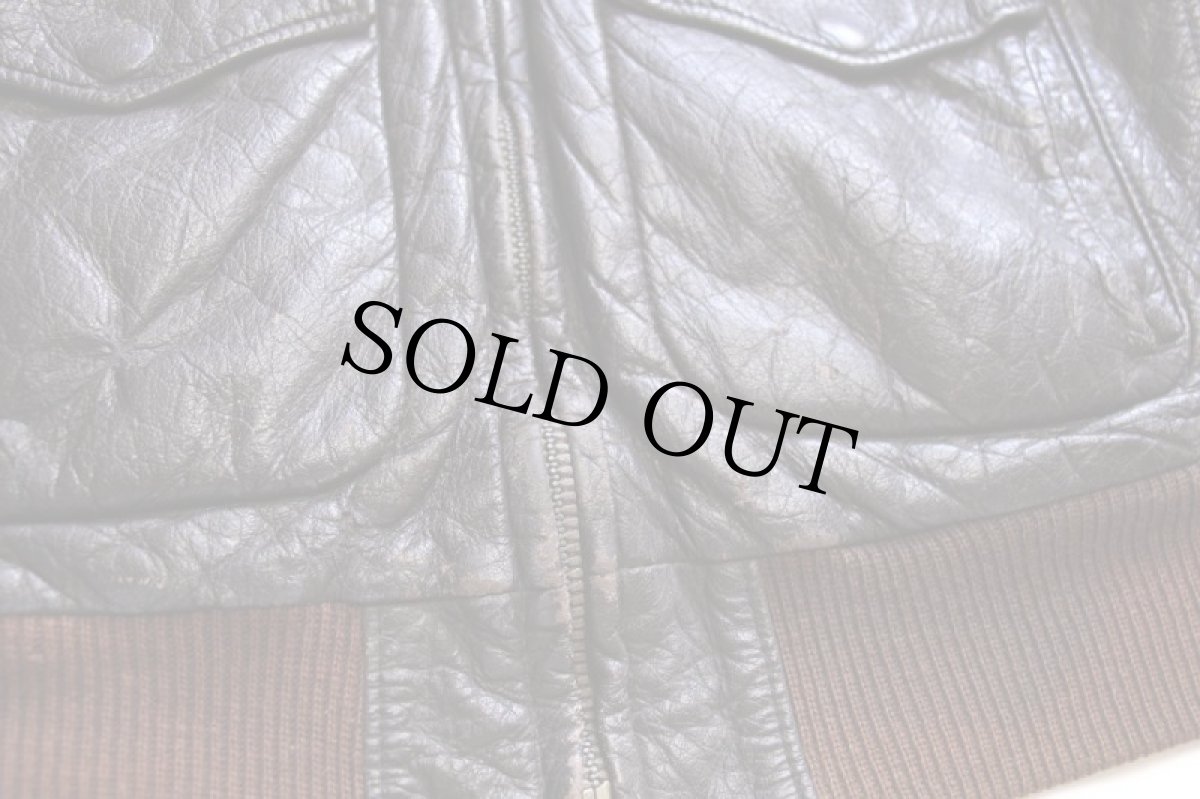 画像8: 60s UNKNOWN G-1タイプ ムートンカラー&キルティングライナー フライト レザージャケット 焦げ茶 40 (8)