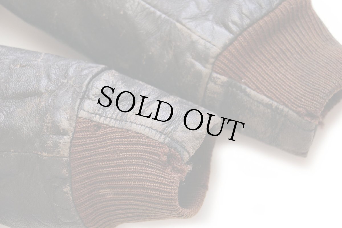 画像10: 60s UNKNOWN G-1タイプ ムートンカラー&キルティングライナー フライト レザージャケット 焦げ茶 40 (10)