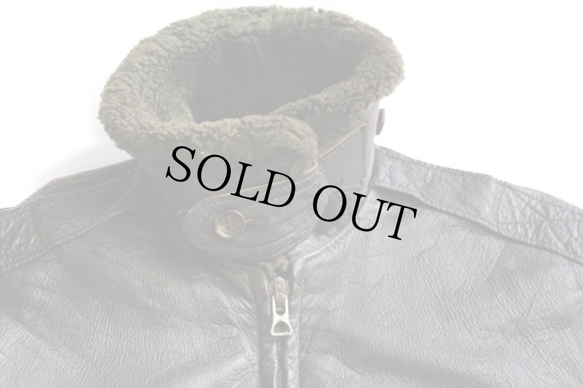 画像3: 60s UNKNOWN G-1タイプ ムートンカラー&キルティングライナー フライト レザージャケット 焦げ茶 40 (3)