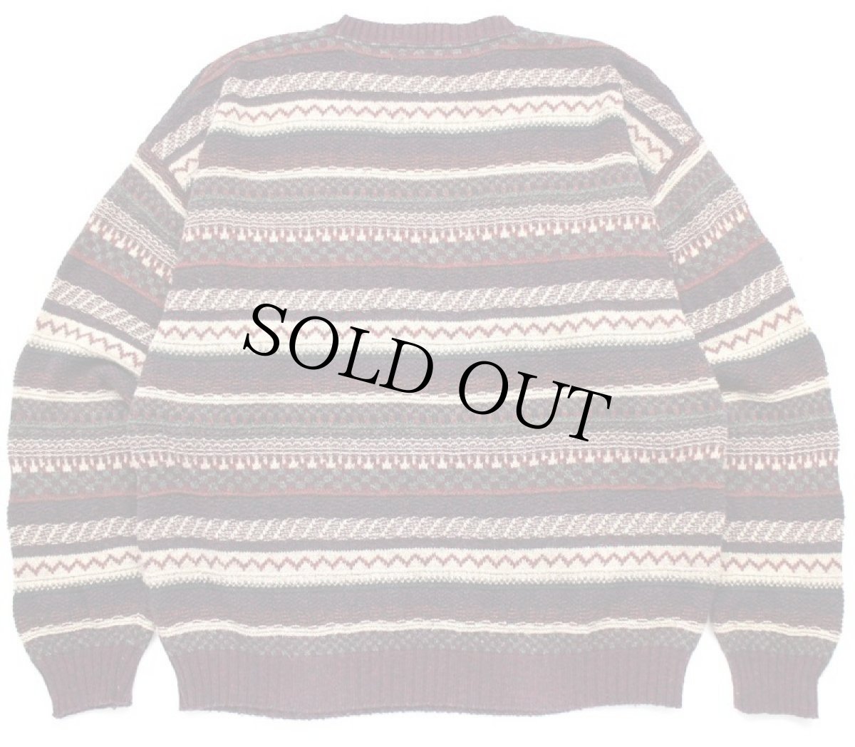 画像2: 90s USA製 STJOHN'SBAY ラグ柄 編み柄 コットン×アクリルニット セーター XL (2)