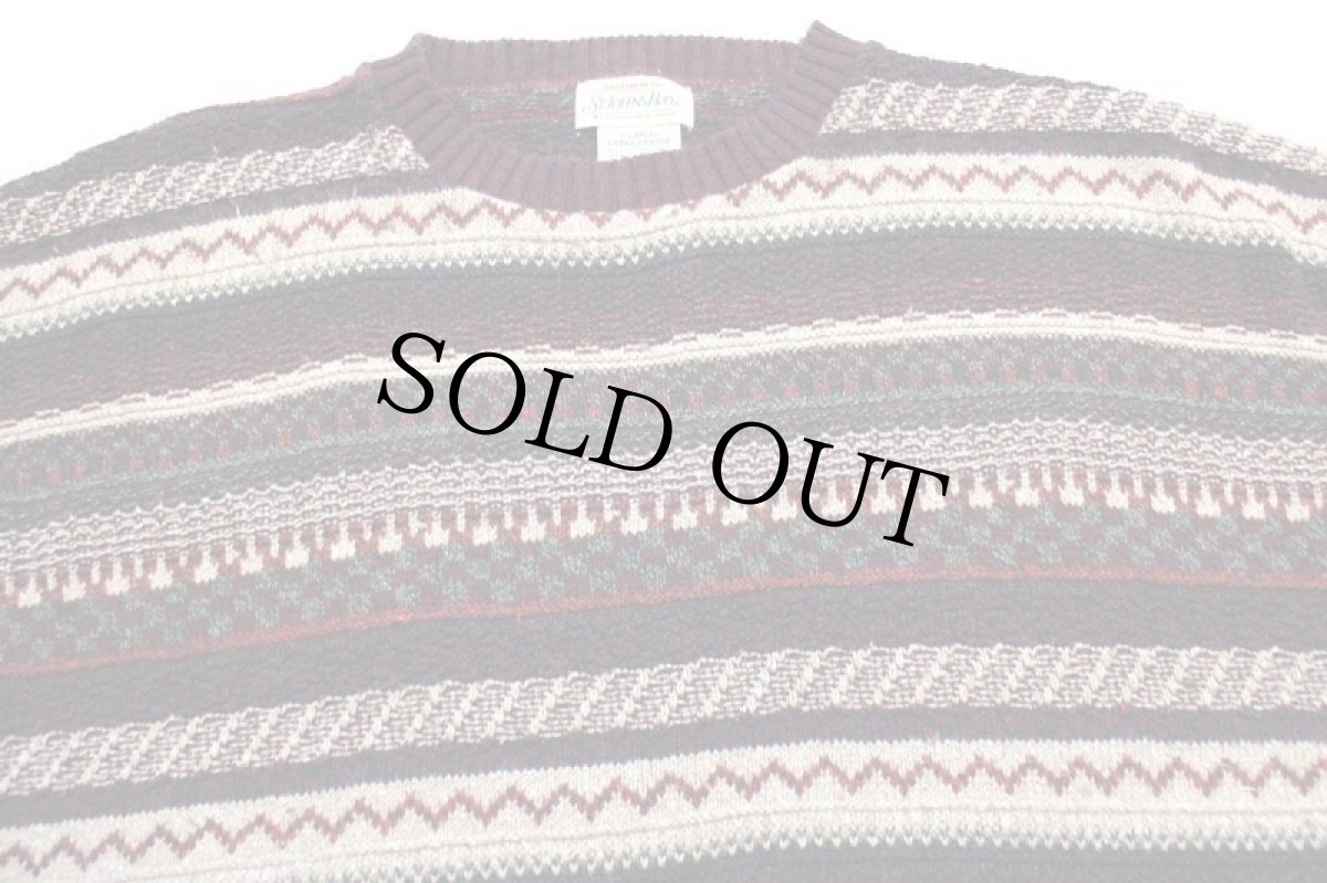 画像3: 90s USA製 STJOHN'SBAY ラグ柄 編み柄 コットン×アクリルニット セーター XL (3)