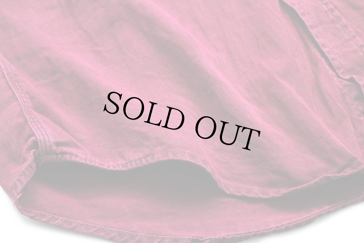 画像5: 80s USA製 carharttカーハート ワンポイント コットンツイル ワークシャツ ワインレッド L (5)