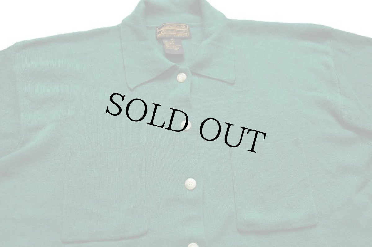 画像3: 90s EddieBauerエディーバウアー パチポケ コットン リブニット シャツ グリーン XL (3)