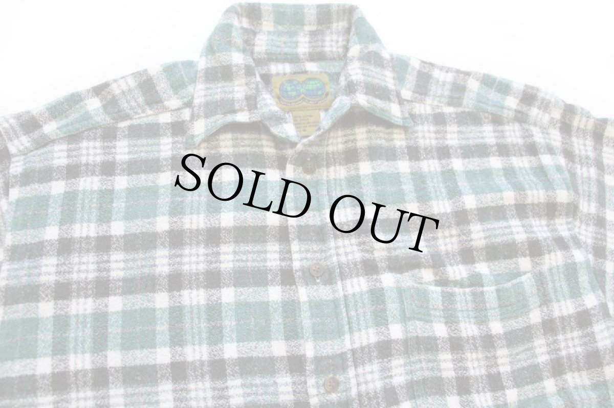 画像3: 90s NATIVE HABITAT PLANET EARTH チェック コットン アムンゼン ネルシャツ M (3)