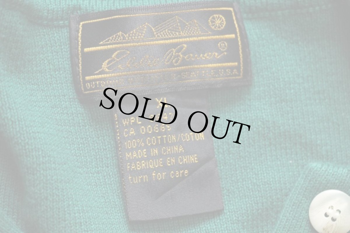 画像4: 90s EddieBauerエディーバウアー パチポケ コットン リブニット シャツ グリーン XL (4)