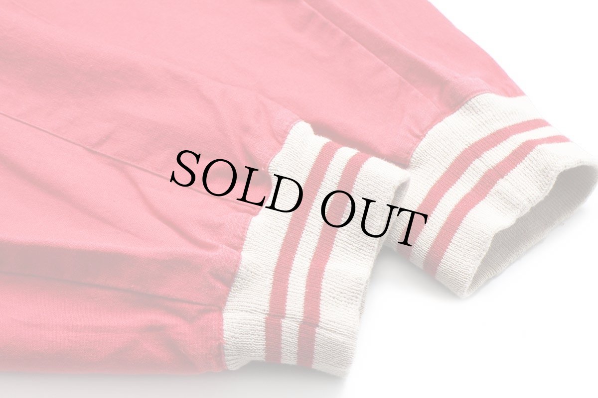 画像5: 90s Championチャンピオン ピンストライプ ツートン コットンジャケット 赤×ベージュ★スタジャン (5)