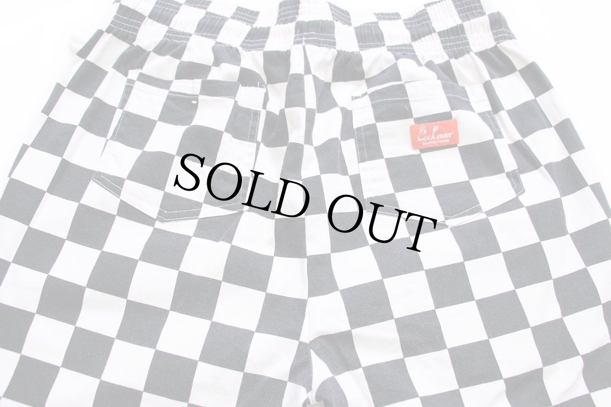 画像5: COOKMAN クックマン WAITER'S PANTS チェッカーフラッグ ストレッチ コットン シェフパンツ 白×黒 L (5)