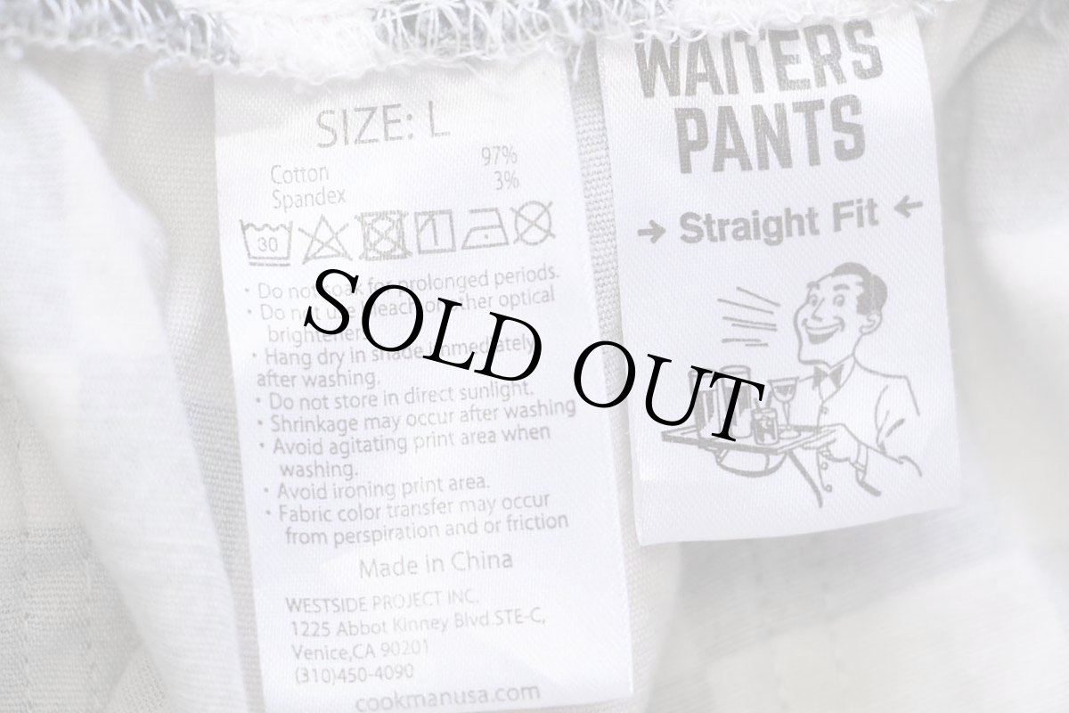 画像6: COOKMAN クックマン WAITER'S PANTS チェッカーフラッグ ストレッチ コットン シェフパンツ 白×黒 L (6)