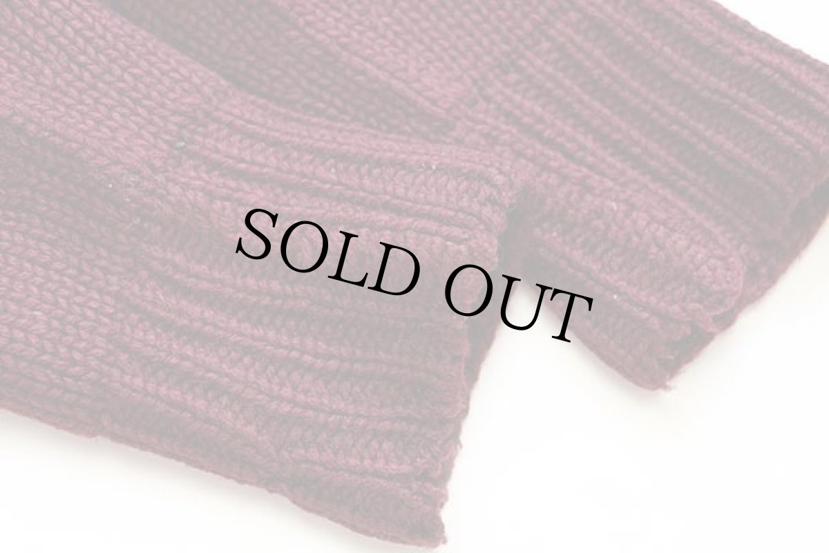 画像6: 40s Stadium 無地 ボートネック ローゲージ ウールニット セーター バーガンディ ボロ (6)