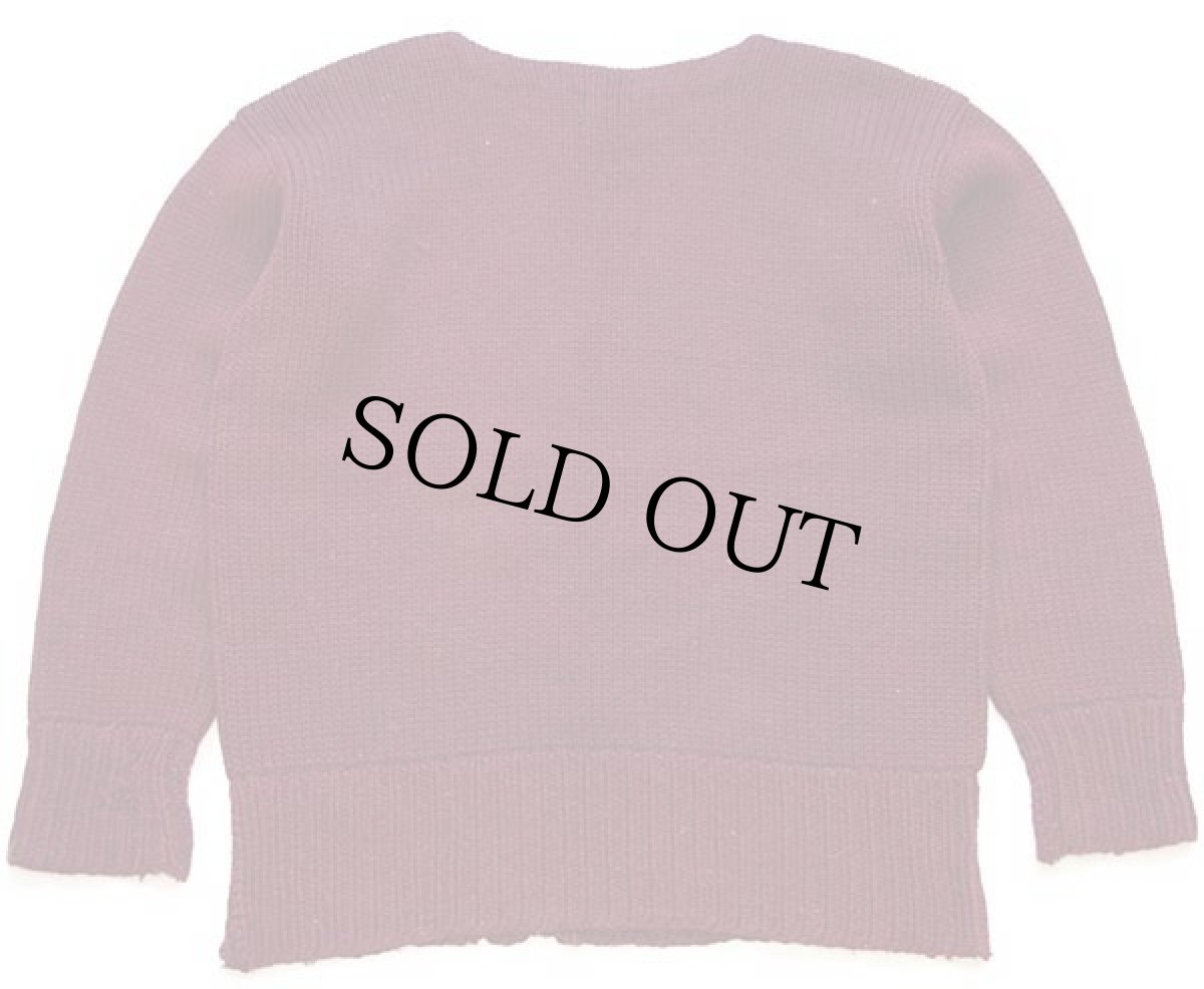 画像2: 40s Stadium 無地 ボートネック ローゲージ ウールニット セーター バーガンディ ボロ (2)