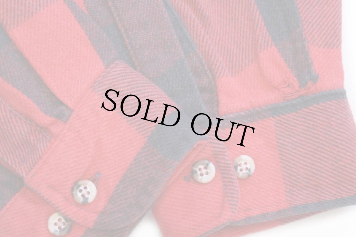 画像5: 90s FIVE BROTHERファイブブラザー バッファローチェック コットン フランネルシャツ 赤×黒 3XL★特大 (5)