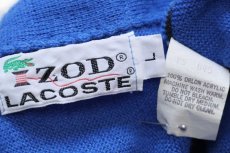 画像4: 70s IZOD LACOSTE ラコステ ワンポイント パール編み アクリルニット カーディガン 青 L (4)