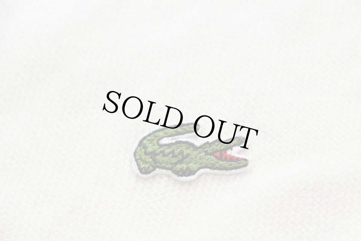 画像5: 80s USA製 IZOD LACOSTE ラコステ ワンポイント パール編み アクリルニット カーディガン 白 L (5)