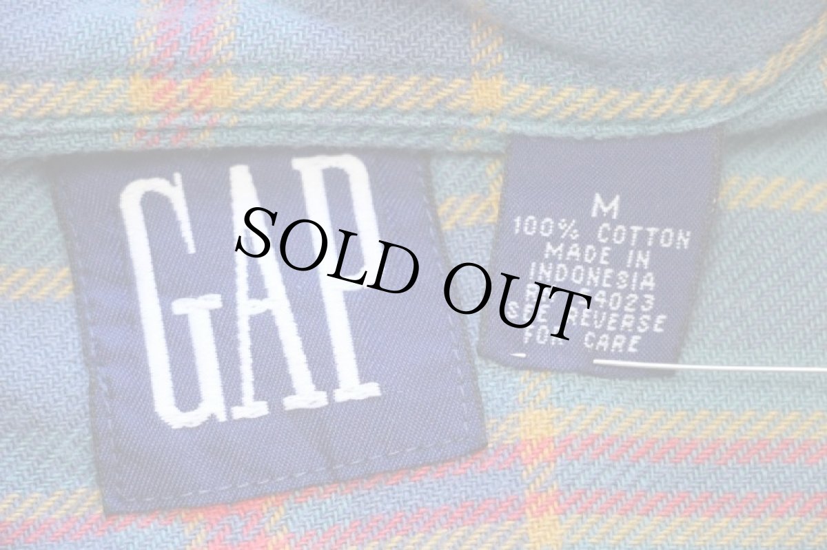 画像4: 90s GAPギャップ タータンチェック ボタンダウン コットン フランネルシャツ M (4)