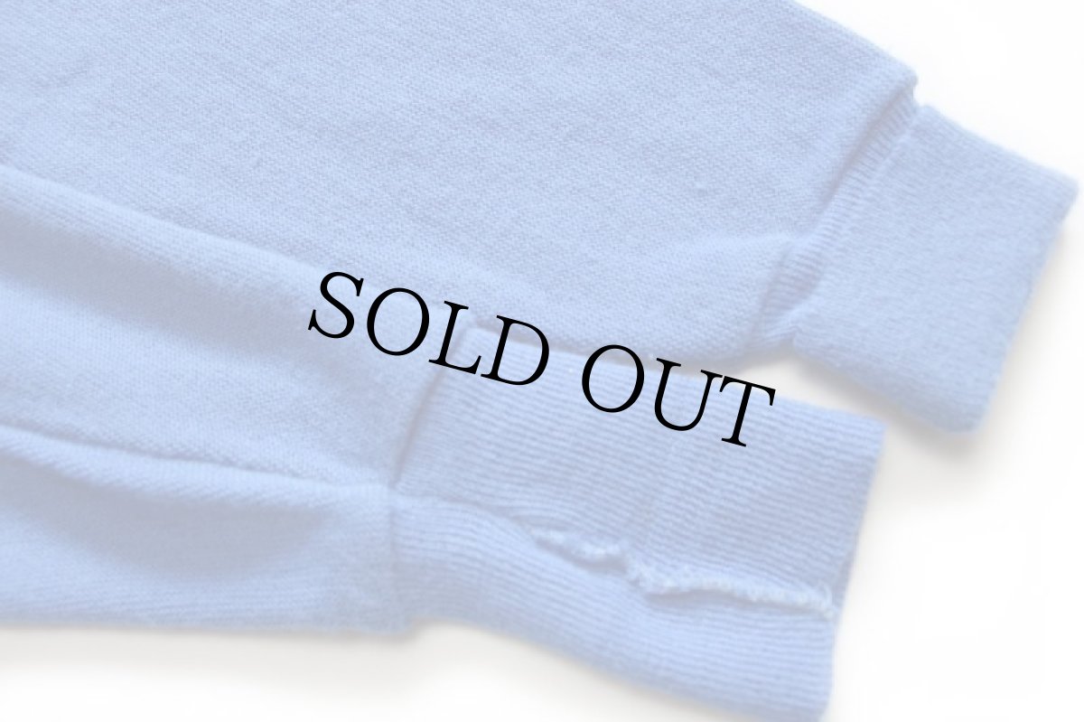 画像5: 70s IZOD LACOSTE ラコステ ワンポイント パール編み アクリルニット カーディガン 青 L (5)