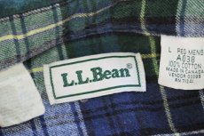 画像4: 90s カナダ製 L.L.Bean タータンチェック ネルライナー コットン ラインドハリケーンシャツ モスグリーン L (4)