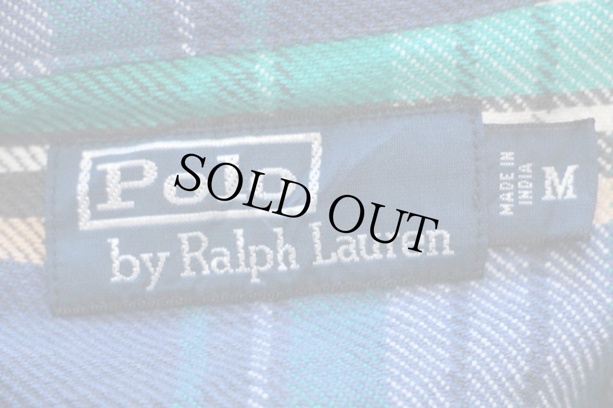 画像4: 00s ポロ ラルフローレン マドラスチェック コットン フランネルシャツ M★A インド綿 (4)