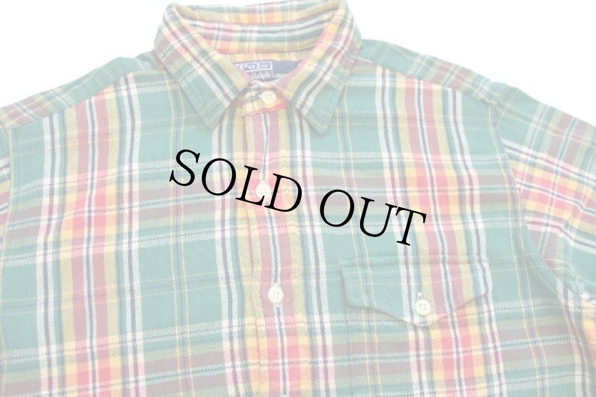 画像3: 00s ポロ ラルフローレン マドラスチェック コットン フランネルシャツ M★C (3)