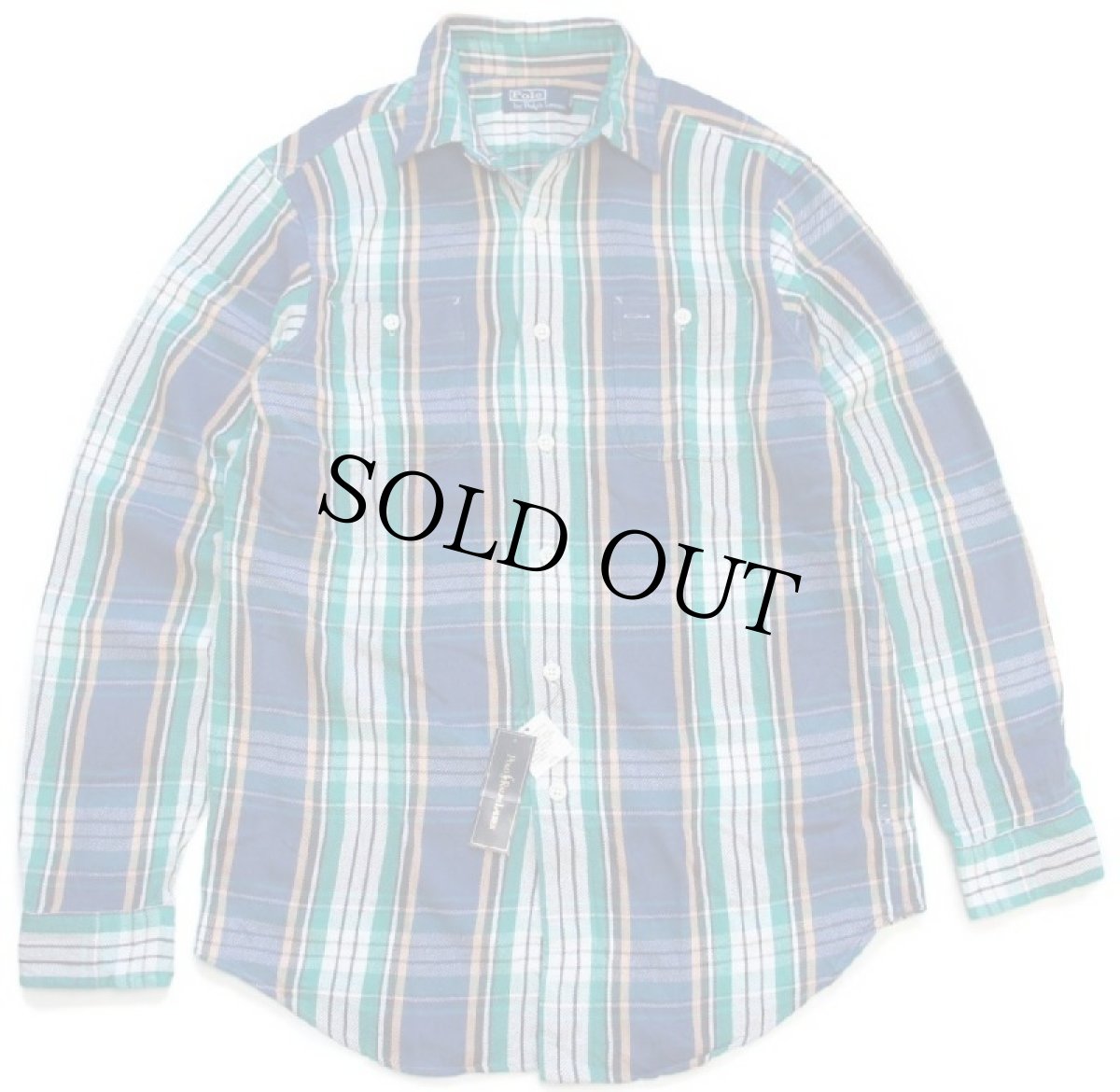 画像2: デッドストック★00s ポロ ラルフローレン マドラスチェック コットン フランネルシャツ M★インド綿 (2)