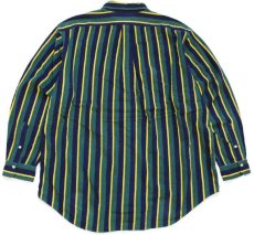 画像2: 90s ラルフローレン マルチストライプ ロゴ刺繍 ボタンダウン コットン プリントネルシャツ XL (2)