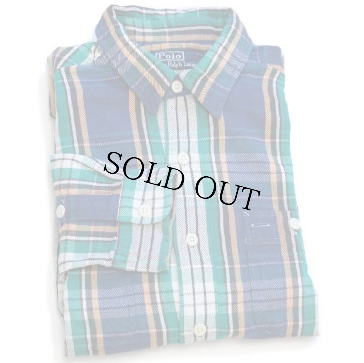 画像1: デッドストック★00s ポロ ラルフローレン マドラスチェック コットン フランネルシャツ M★インド綿 (1)